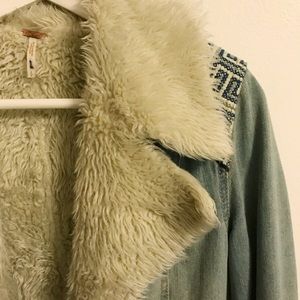 Free People Denim Sherpa Penny Lane jacket